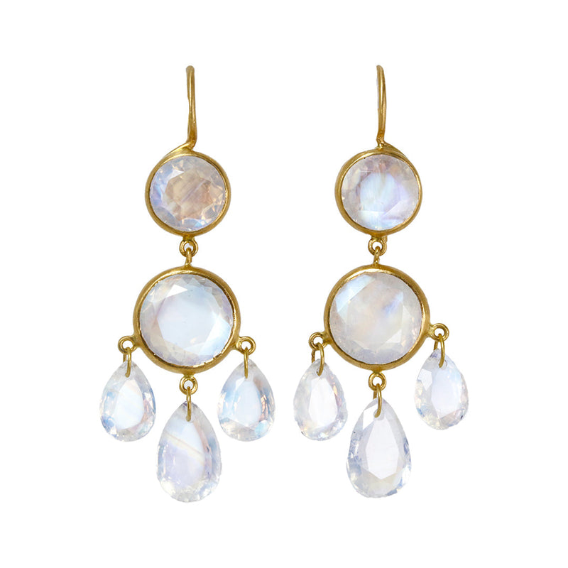 Gabrielle d'Estrées Rainbow moonstone earrings