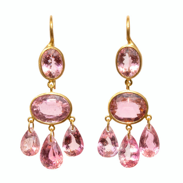 Pink tourmaline Gabrielle d'Estrées Earrings 