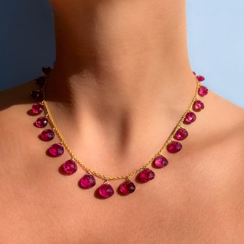 Pink Tourmaline Briolette Necklace