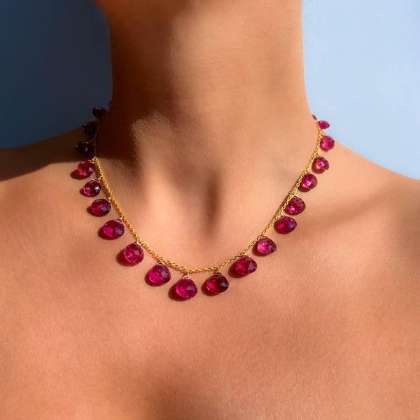 Pink Tourmaline Briolette Necklace