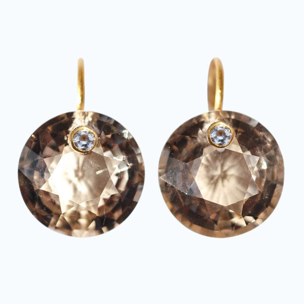 Gem Quartz smokey and Tanzanite XL earrings