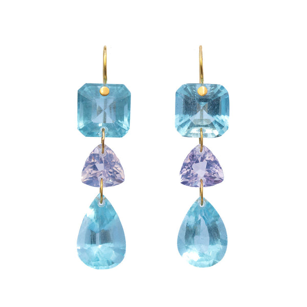 Jemima Aquamarine and Lavender Quartz earrings