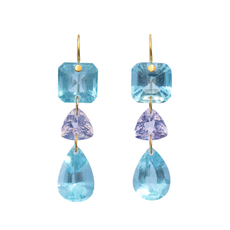 Jemima Aquamarine and Lavender Quartz earrings