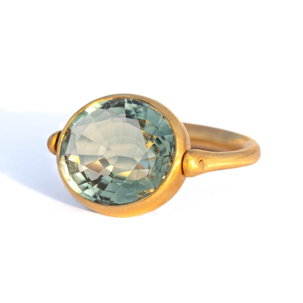 Swivel Quartz Green Oval Ring
