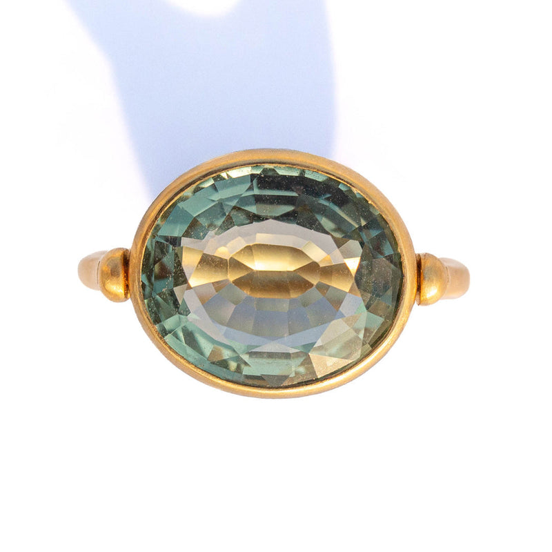 Swivel Quartz Green Oval Ring