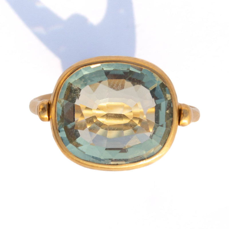 Swivel Ring Green Quartz Cushion