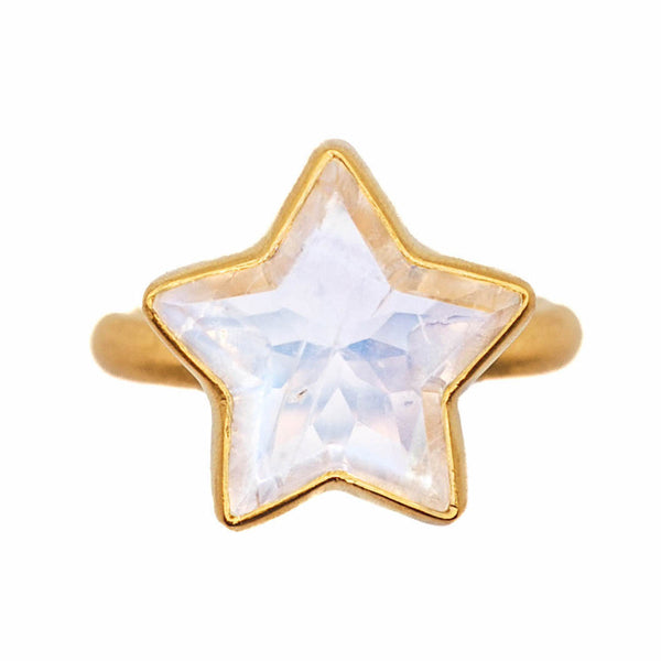 Rainbow Moonstone Cassiopeia Ring <br>