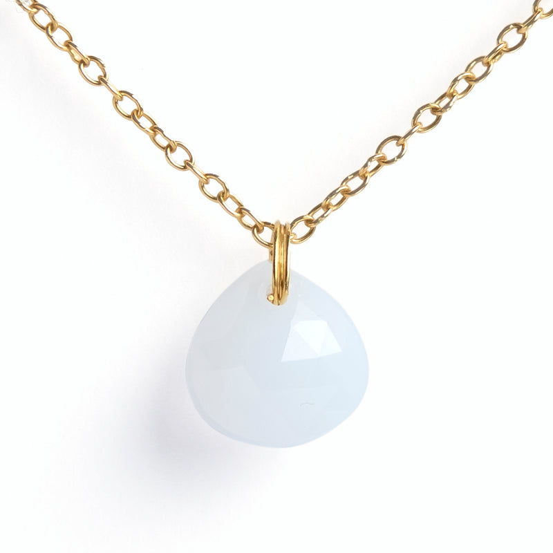 white Chalcedony Pendant Briolette 