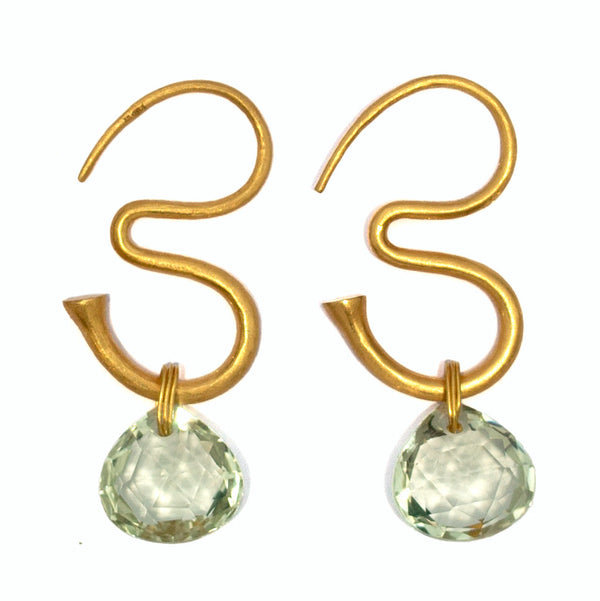 Earrings Om Green quartz