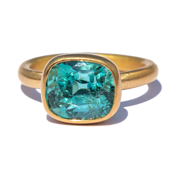  Indicolite Tourmaline Princess Ring <br>