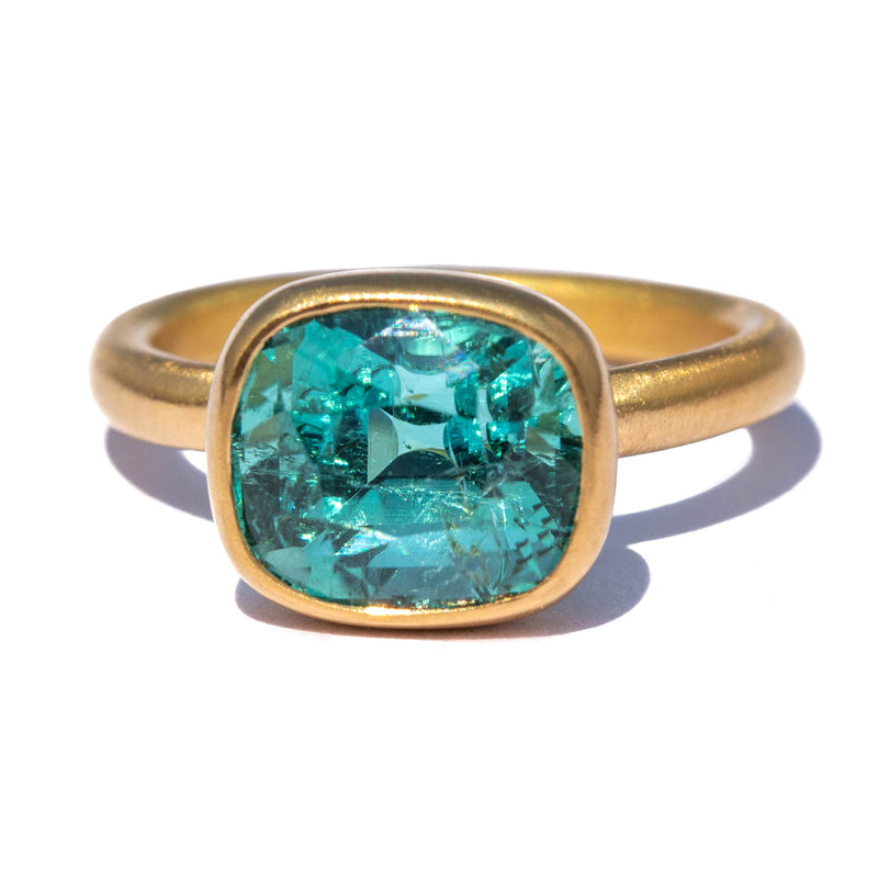  Indicolite Tourmaline Princess Ring <br>