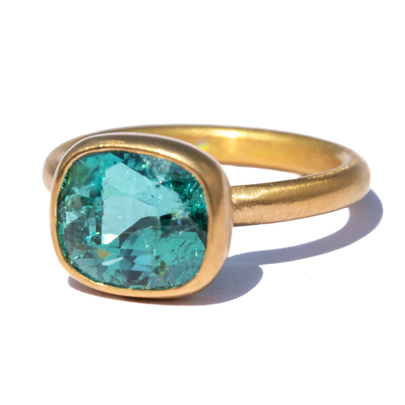  Indicolite Tourmaline Princess Ring <br>