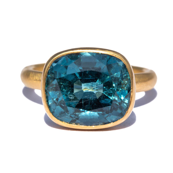  Indicolite Tourmaline Princess Ring <br>