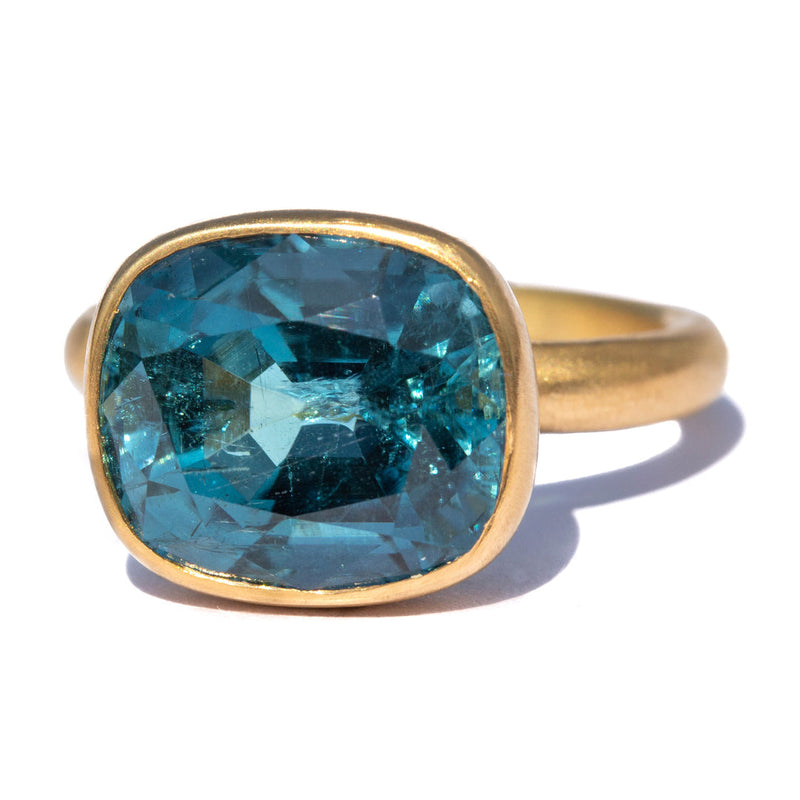  Indicolite Tourmaline Princess Ring <br>