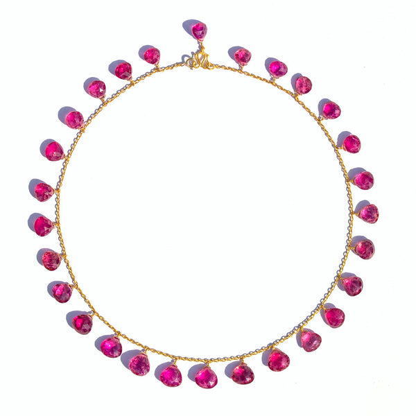 Pink Tourmaline Briolette Necklace