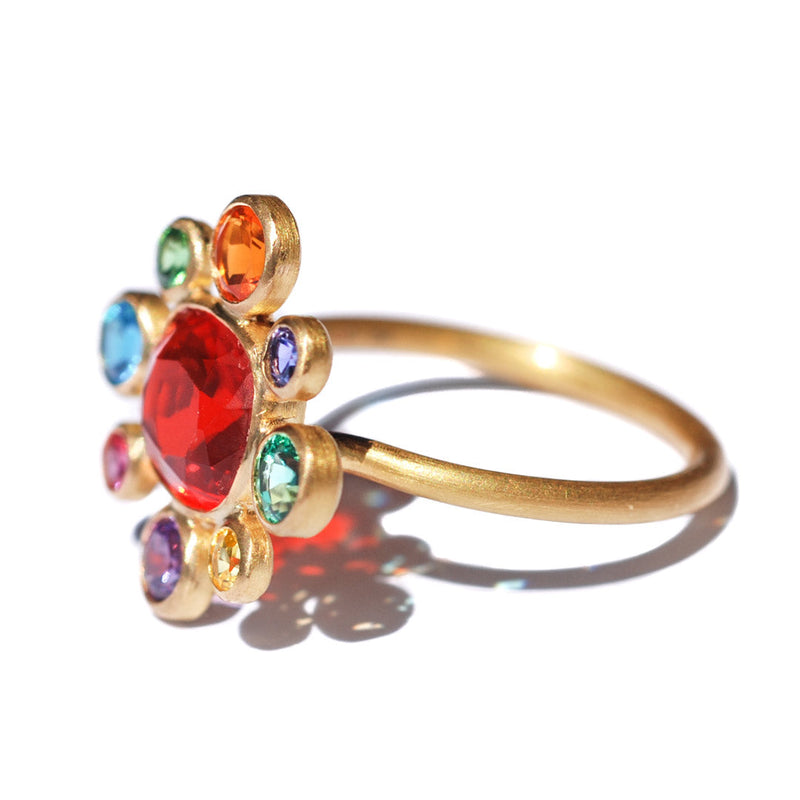 Fire Opal Byzantine Ring