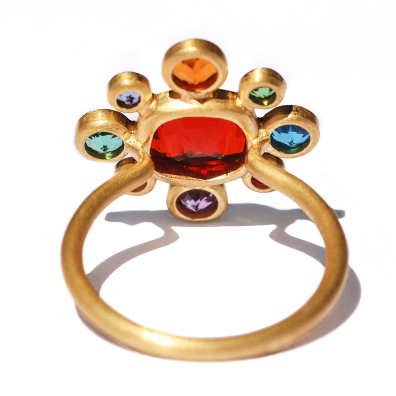 Fire Opal Byzantine Ring