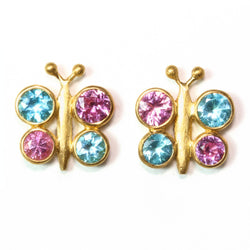 Apatite and Pink Sapphire Titly Earrings