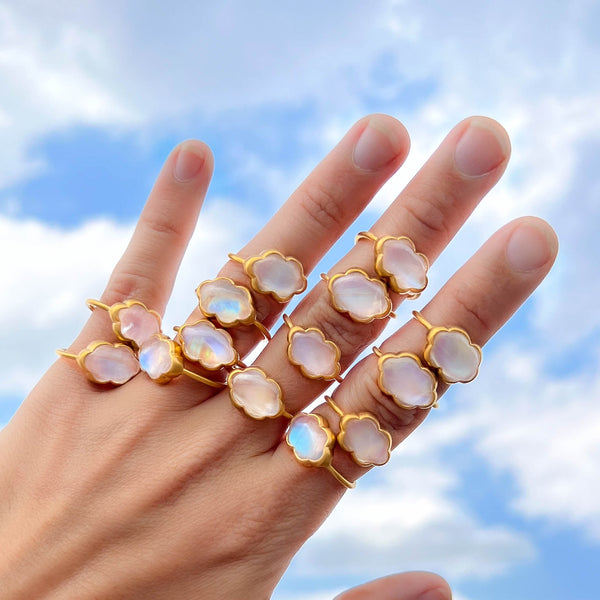Bague Nuage Pierre de lune irisée