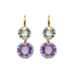 Boucles d'oreilles Little Incandescence Quartz Vert et Améthyste
