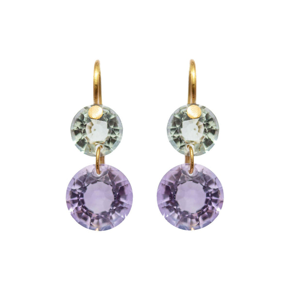 Boucles d'oreilles Little Incandescence Quartz Vert et Améthyste