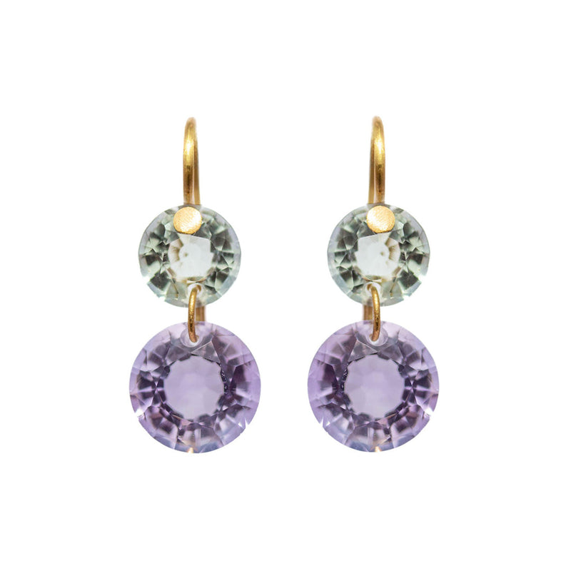 Boucles d'oreilles Little Incandescence Quartz Vert et Améthyste