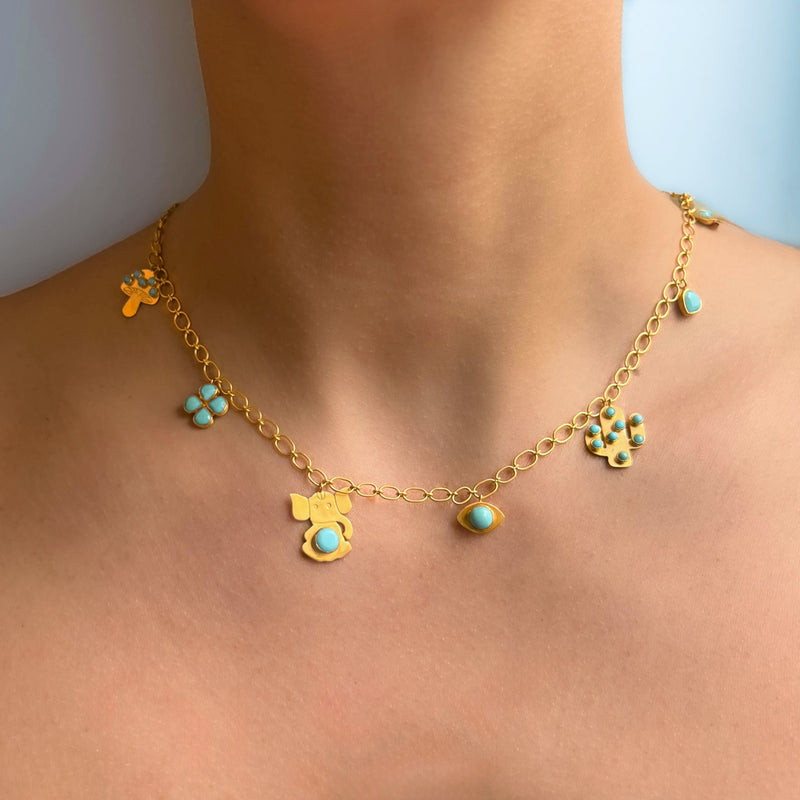 Collier Charms Turquoise