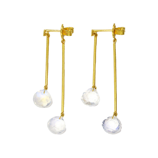 Boucles d'oreilles Balancier Pierre de Lune Irisée