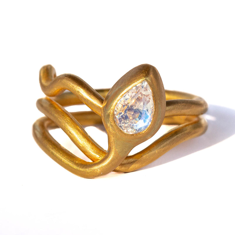 Bague Serpent Pierre de lune irisée