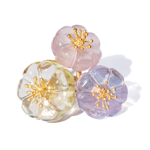 Bague Little Fleur de Prunier Quartz Rose