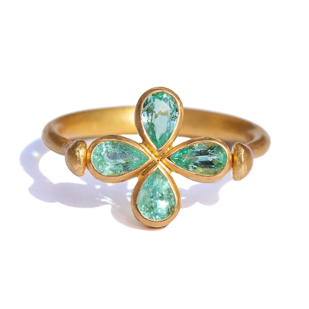 アクセサリー Maririn Marie-Hélène de Taillac Swivel Clover Ring with Paraiba Tourmaline