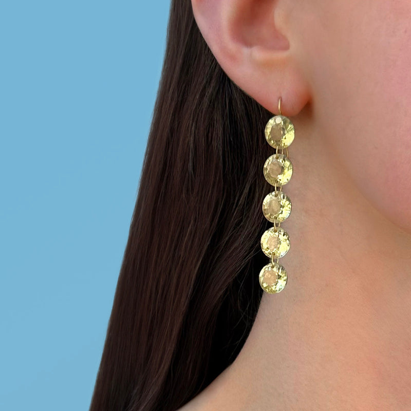 Boucles d'oreilles Rivières Quartz Champagne