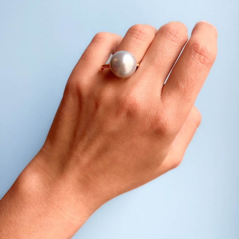 Bague Cabochon Perle grise