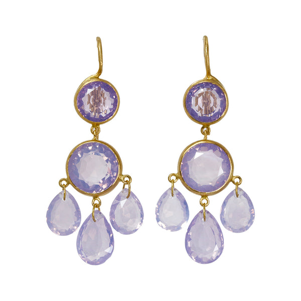 Boucles d'oreilles Gabrielle d'Estrées Quartz Lavande