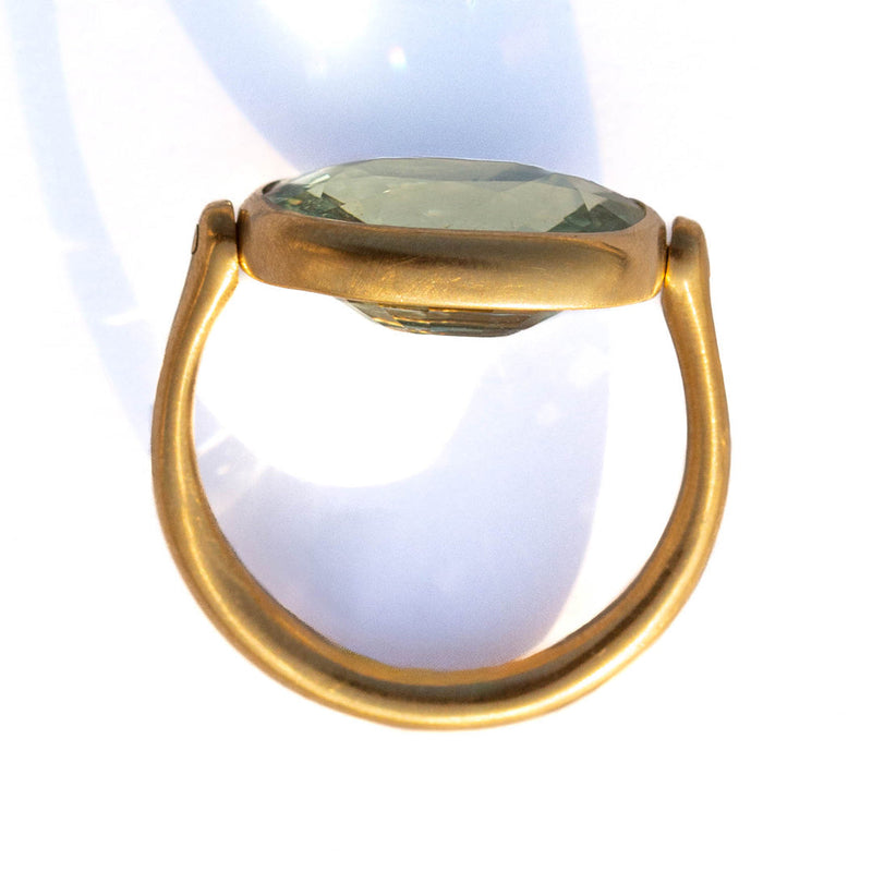 Bague Swivel Quartz Vert Coussin