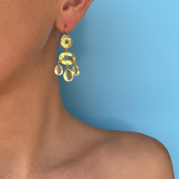Boucles d'oreilles Gabrielle d'Estrées Quartz Citron