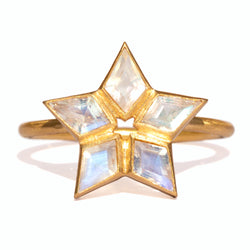 Bague Etoile Pierre de Lune Irisée