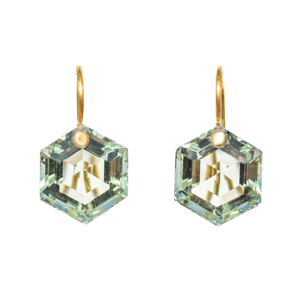 Boucles d'oreilles Hexagone Quartz Vert