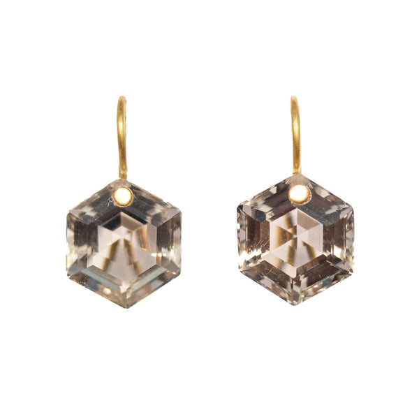 Boucles d'oreilles Hexagone Quartz Fumé